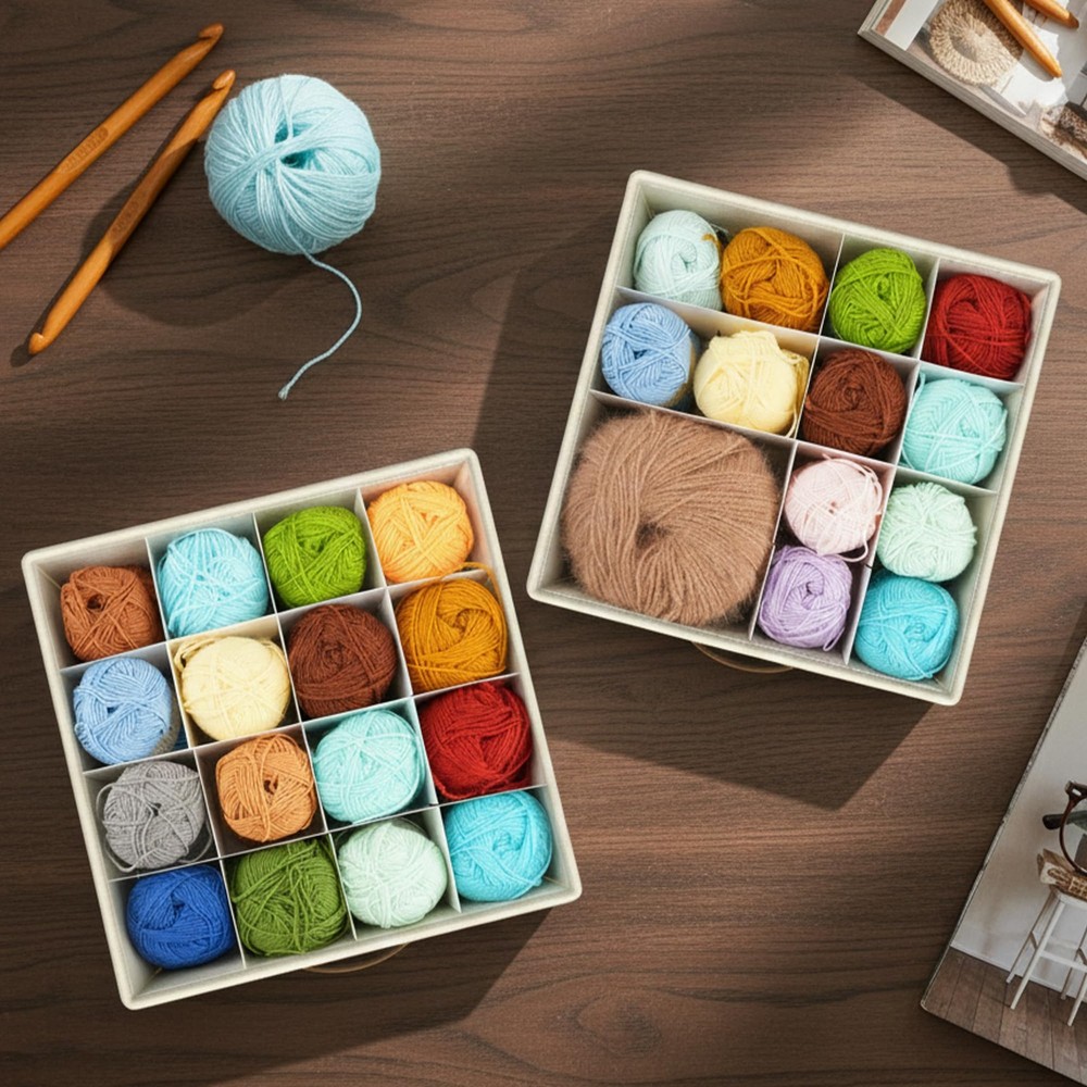 Yarn Storage Organizer with 3 Stackable Trays, Large Yarn Storage Container w...