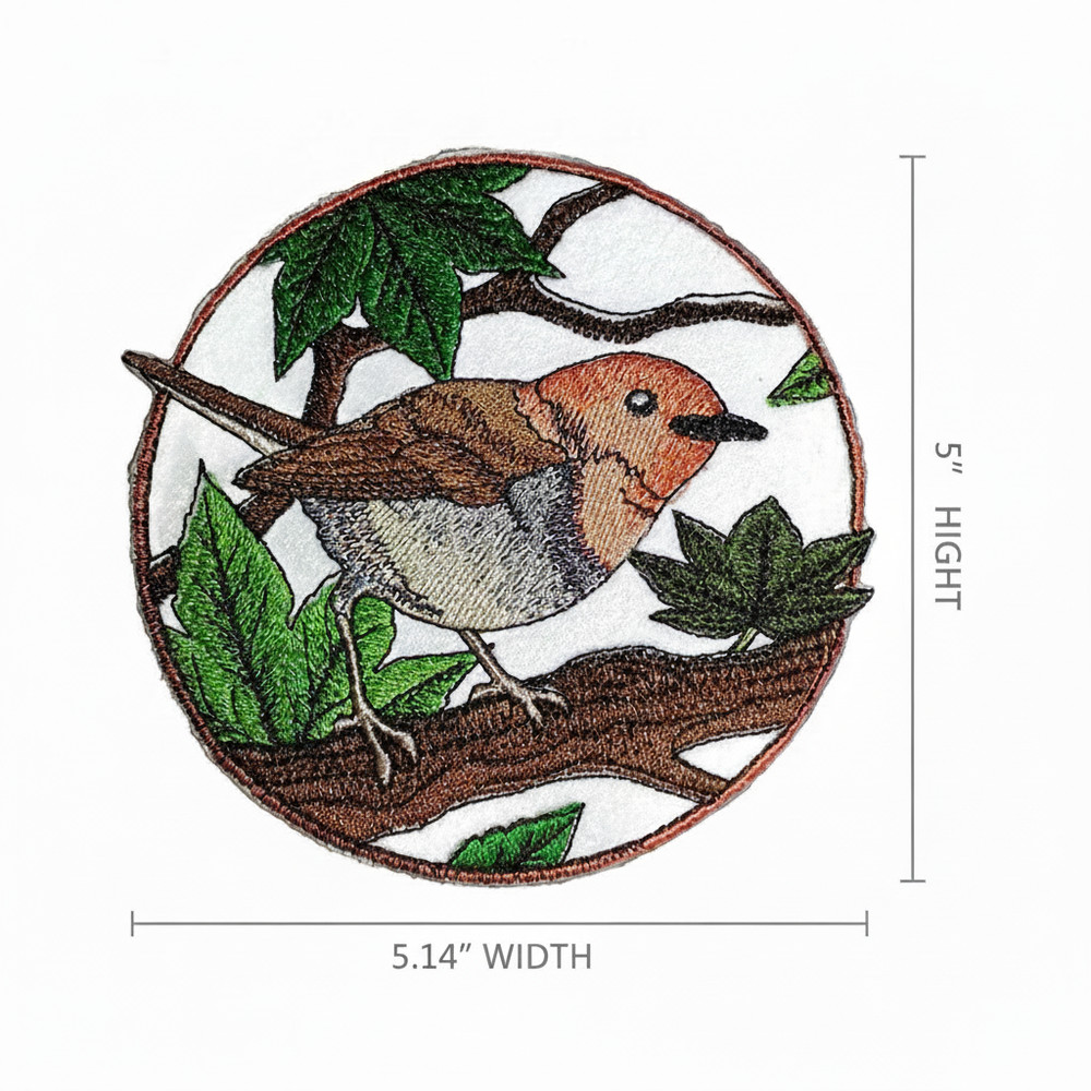 Japanese Robin Embroidered Patch