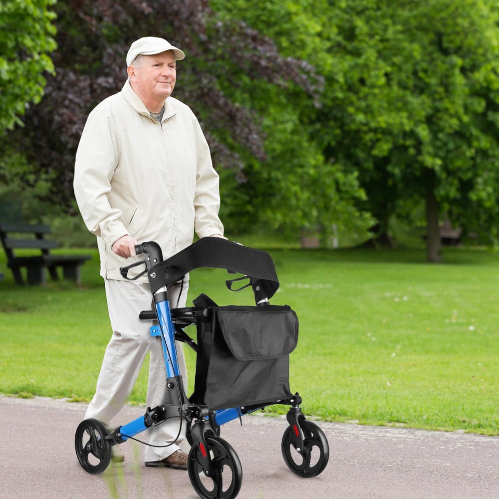 Rollator Walker & Seat Backrest Aluminum Rolling Walker Outdoor Rolling Walker