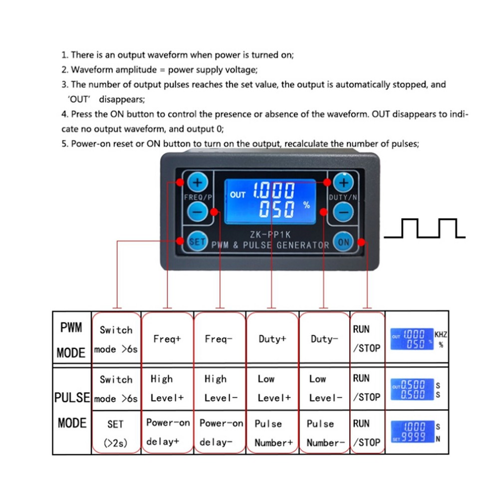 Adjustable PWM Signal Generator Module Pulse Frequency Duty Cycle Square Wave B