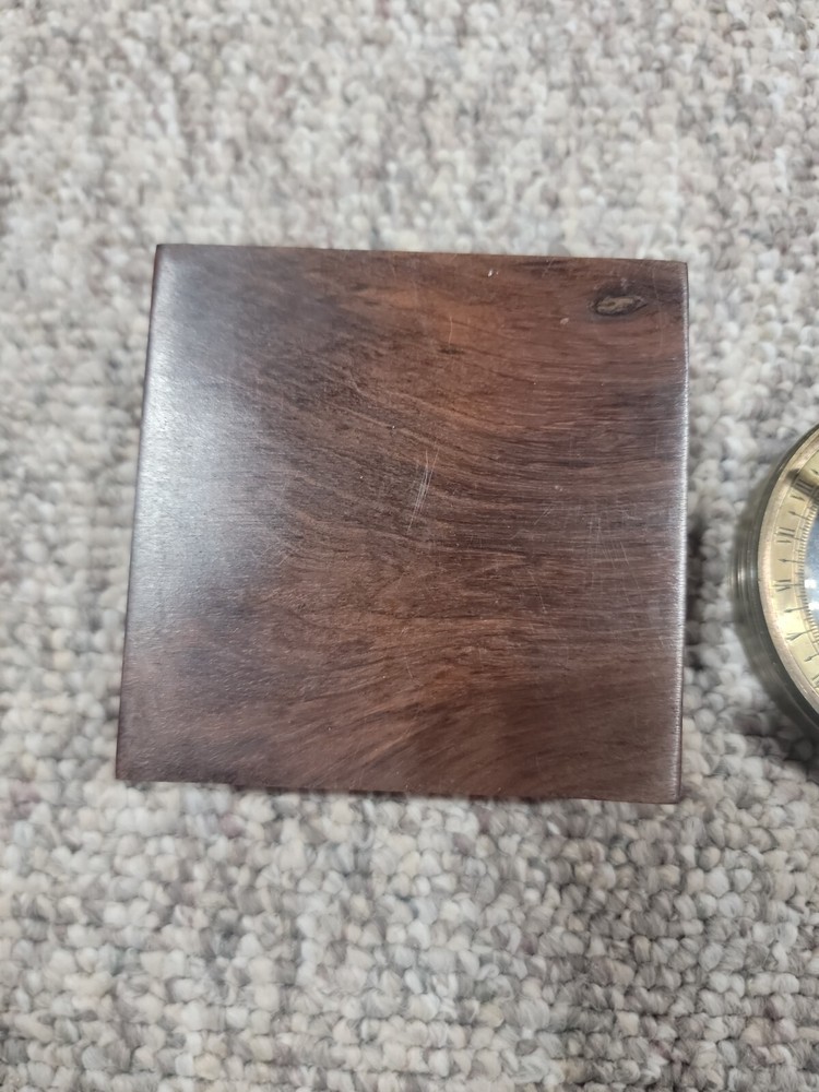 Brass Compass With Wooden Box Nautical