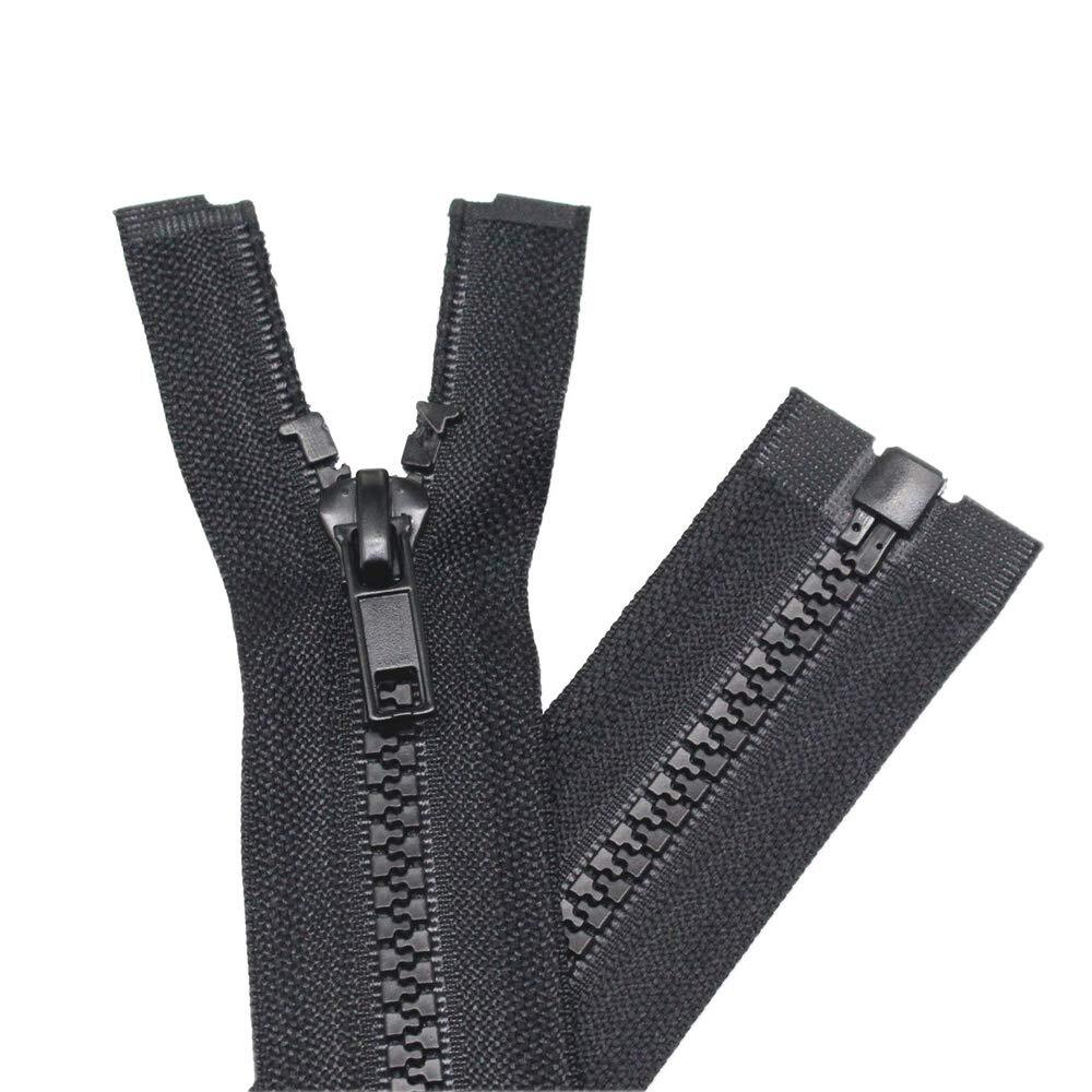 2PCS #5 17 Inch Black Separating Jacket Zippers Molded Plastic Bulk Sewing