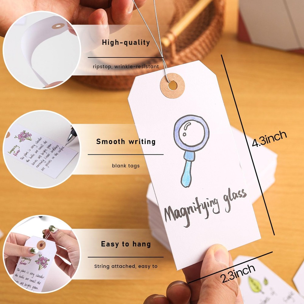 SallyFashion White Pricing Tags with Wire, 120 PCS Manila medium,