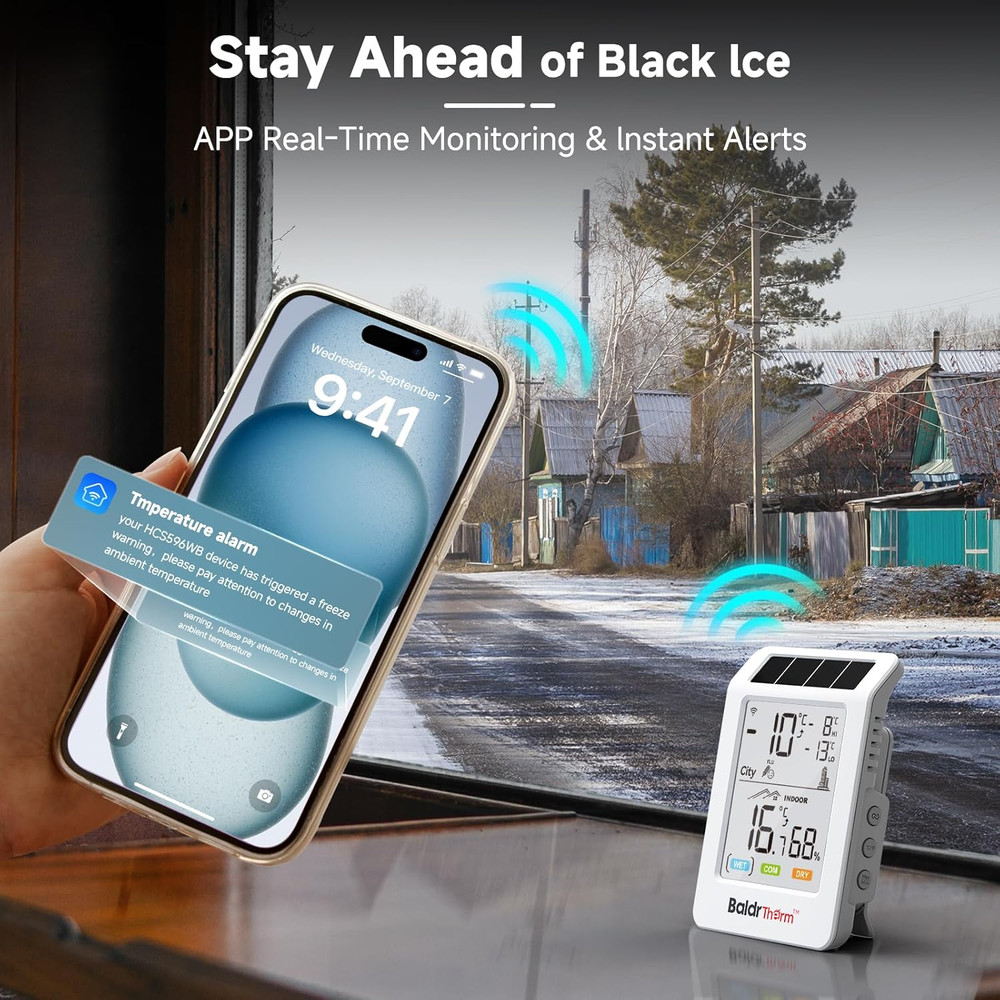 Baldrtherm Wifi Bluetooth Thermometer Hygrometer, Solar Boost, Wifi Remote Monit