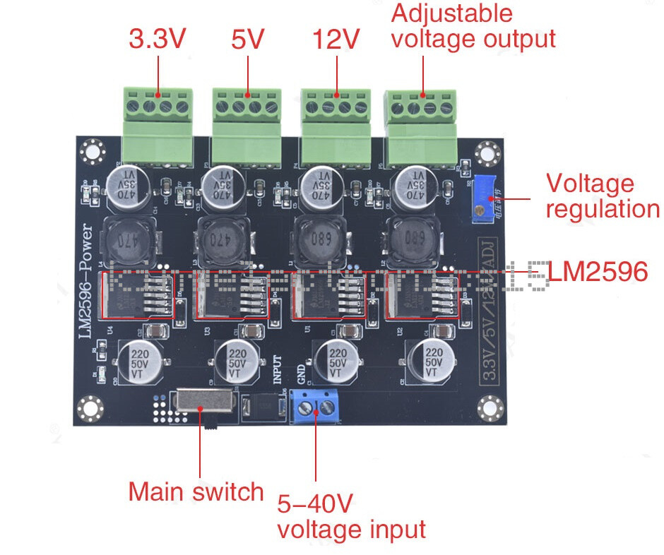 5V-40V LM2596 Multiple Switching Power Supply Board DC-DC Step-Down Module