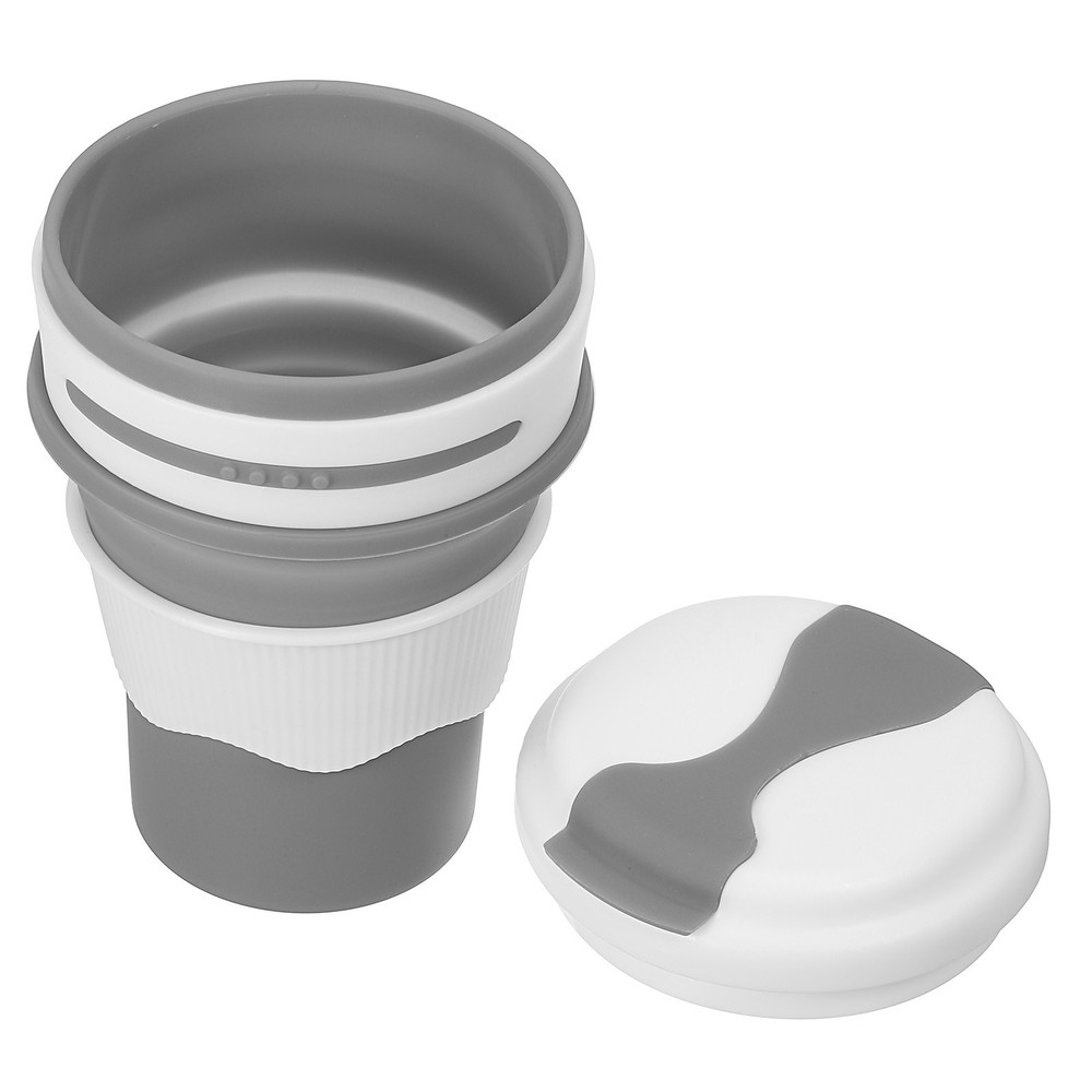 Folding water bottle, 350mL folding with lid, grey