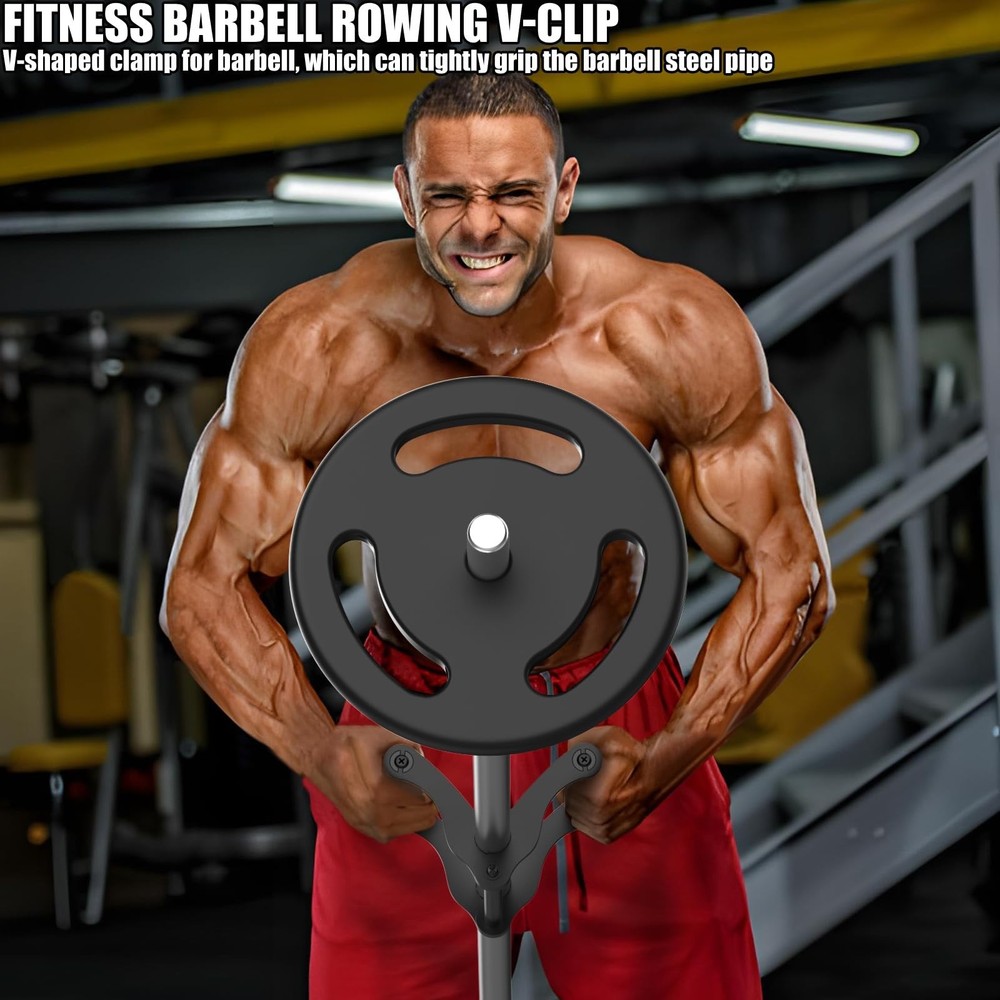 V Bar T-Bar Row Landmine Handle Attachment for Barbell, Solid Mine Double D-R...