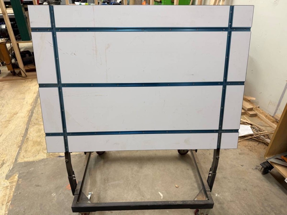 Mobile work table - Rockler panel cart + Powertec work top with t-track clamps