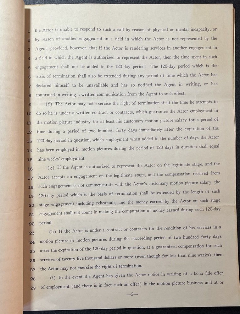 1940 Joyce Compton Signed Hollywod Agency Contract - Actress - COA