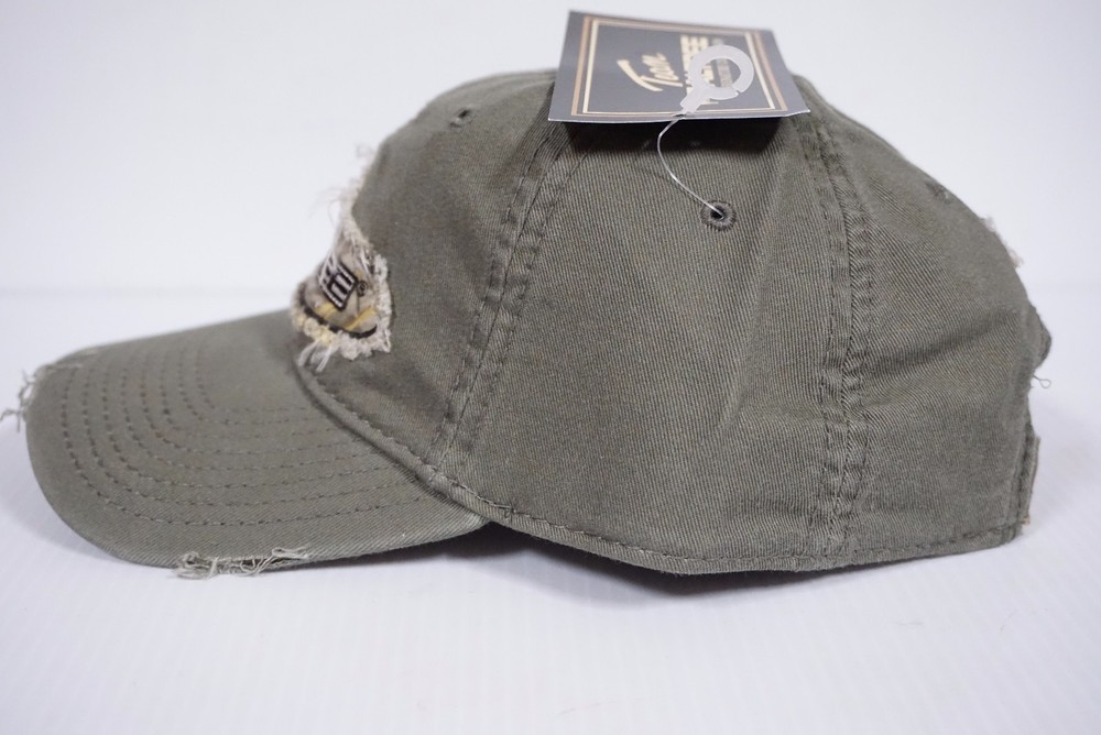 Team Realtree Distressed Adjustable Strap Baseball Hat Cap - Olive Green & Camo