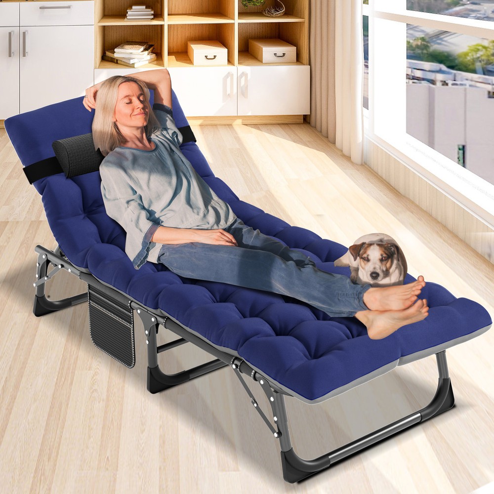Adjustable 4-Position Patio Lounge Cots Folding Camping Cot Guest Sleeping Beds