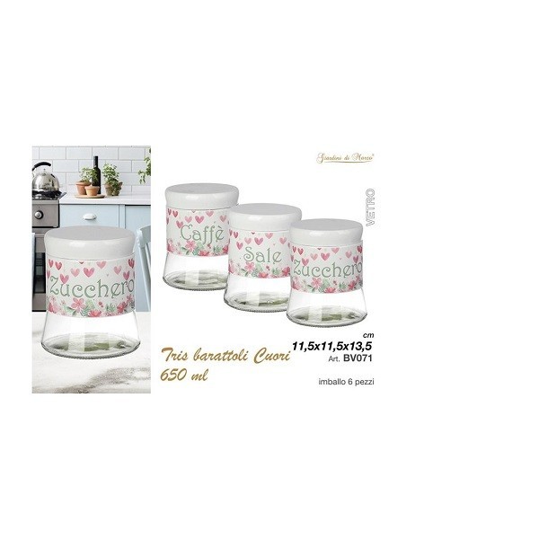 March Gardens, Three Pink Hearts Jars