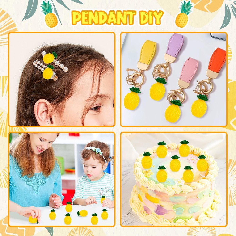 CLESDF 60Pcs Mini Resin Pineapple, Artificial Tiny Pineapple Yellow