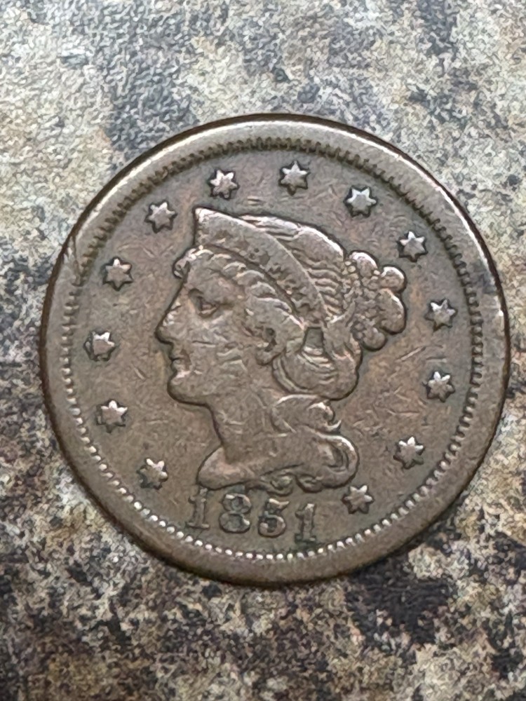 1851 Braided Hair Large Cent Nice Details