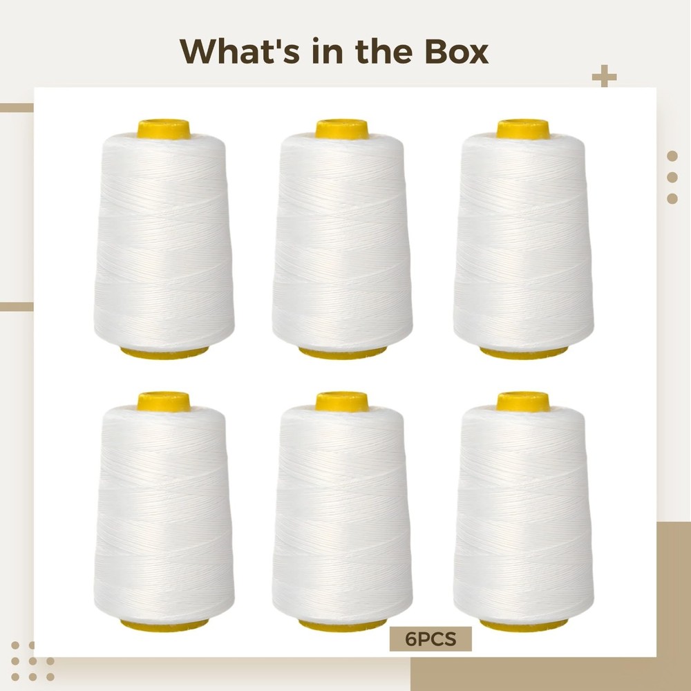 6 Strands Sewing ThreadHeavy Duty Sewing Thread 656.2 Yards EachPolyester Thr...