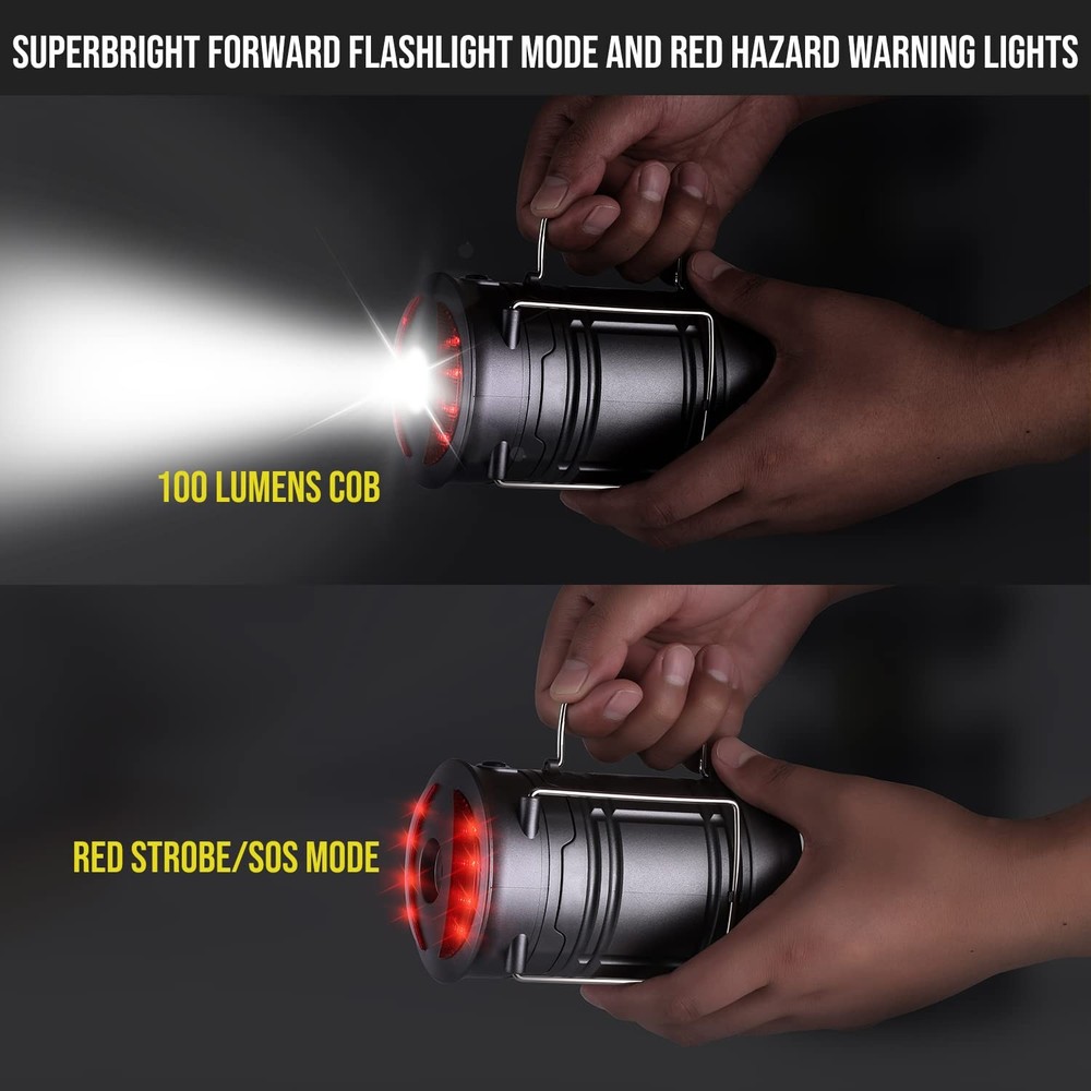 Lichamp 4 Pack LED Camping Lanterns, Battery Powered Lantern Large, Gray