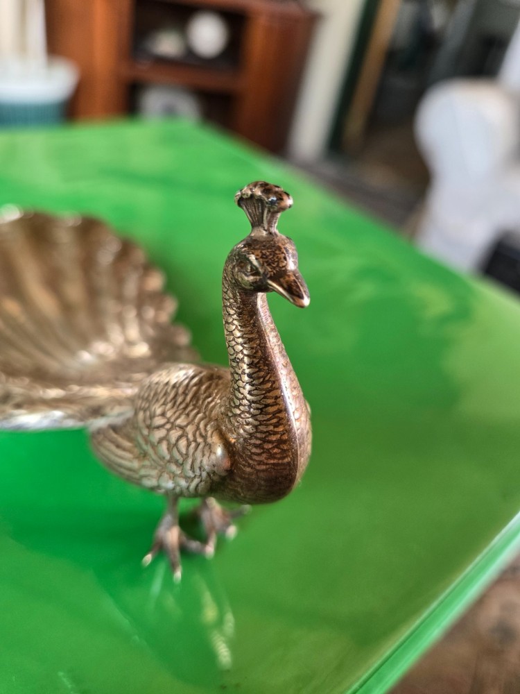 Gorham Peacock Antique Figural Bird Bowl Candy Dish Sterling Silver