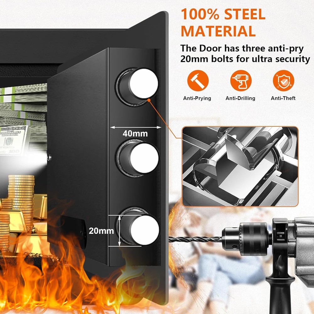 1.4 Cuft Small Fire Safe Box for Home, Security Safe Box Fireproof Waterproof...