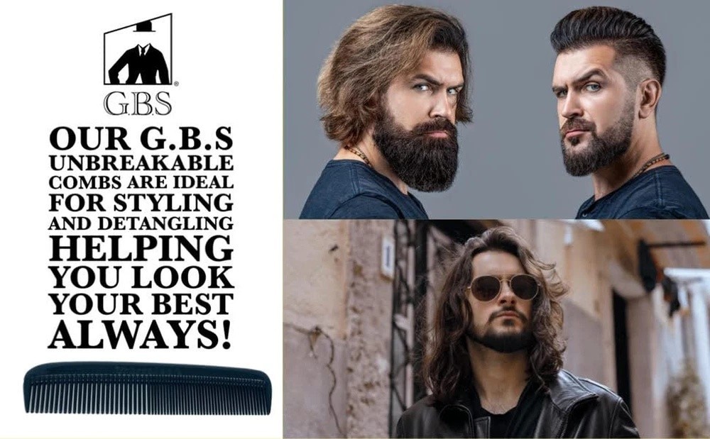 GENTS 5 Pack Pocket Comb Black Unbreakable Round Teeth Course Fine Pocket Beard