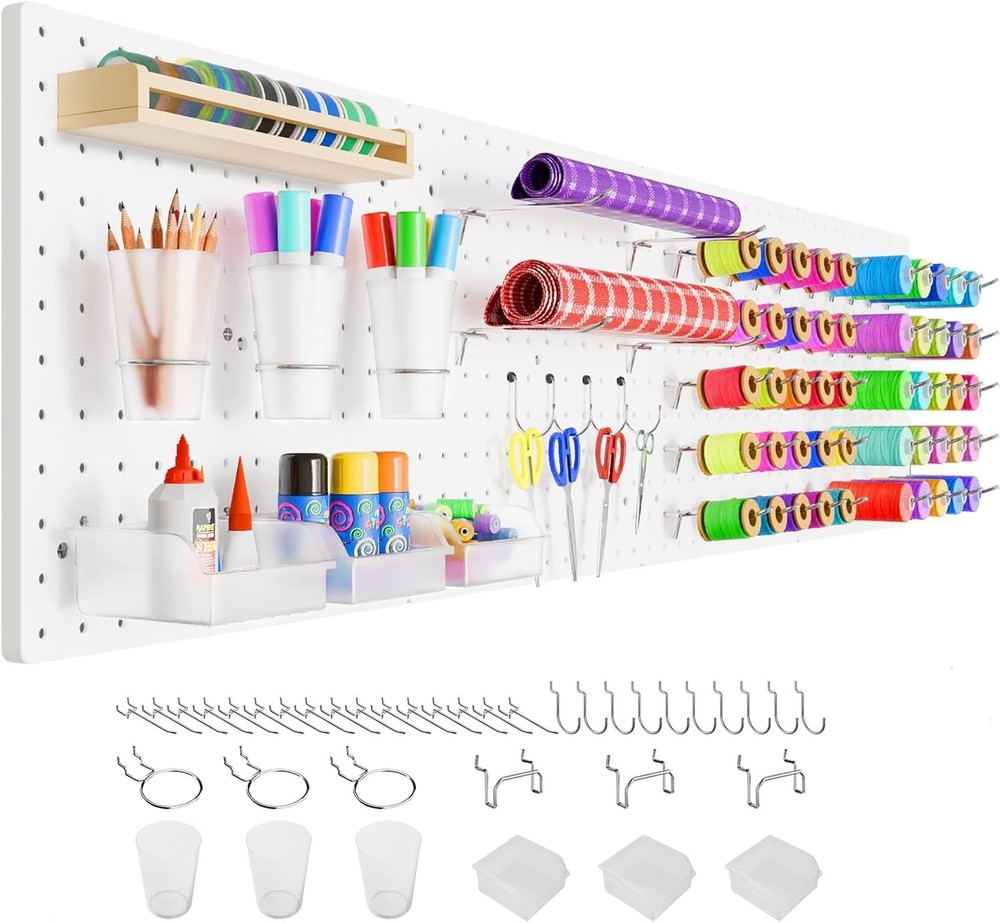 Sturdy 12" Peg Board Set for Craft Room Organization