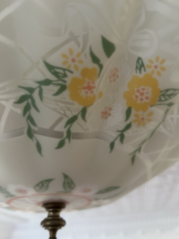 Art Deco 3 Light Glass Floral Globe Ceiling Mount