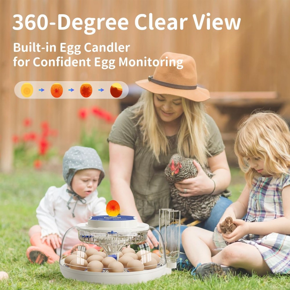 18 Egg Incubators for Hatching Eggs, Incubation Day Display, 2 Egg Trays, Aut...