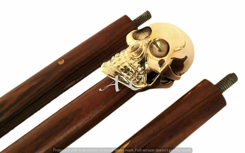 Nautical Brass Walking Stick Handle Cane Skull Head Style Solid Designer