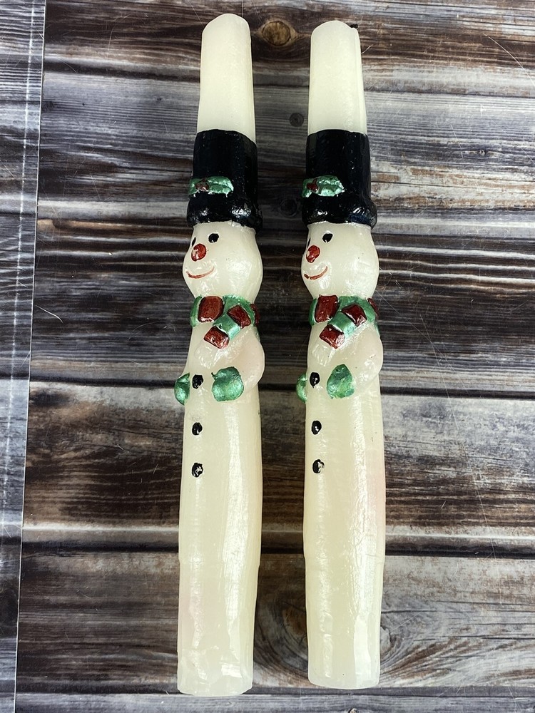 Snowman Taper Candles - One Pair - 8"