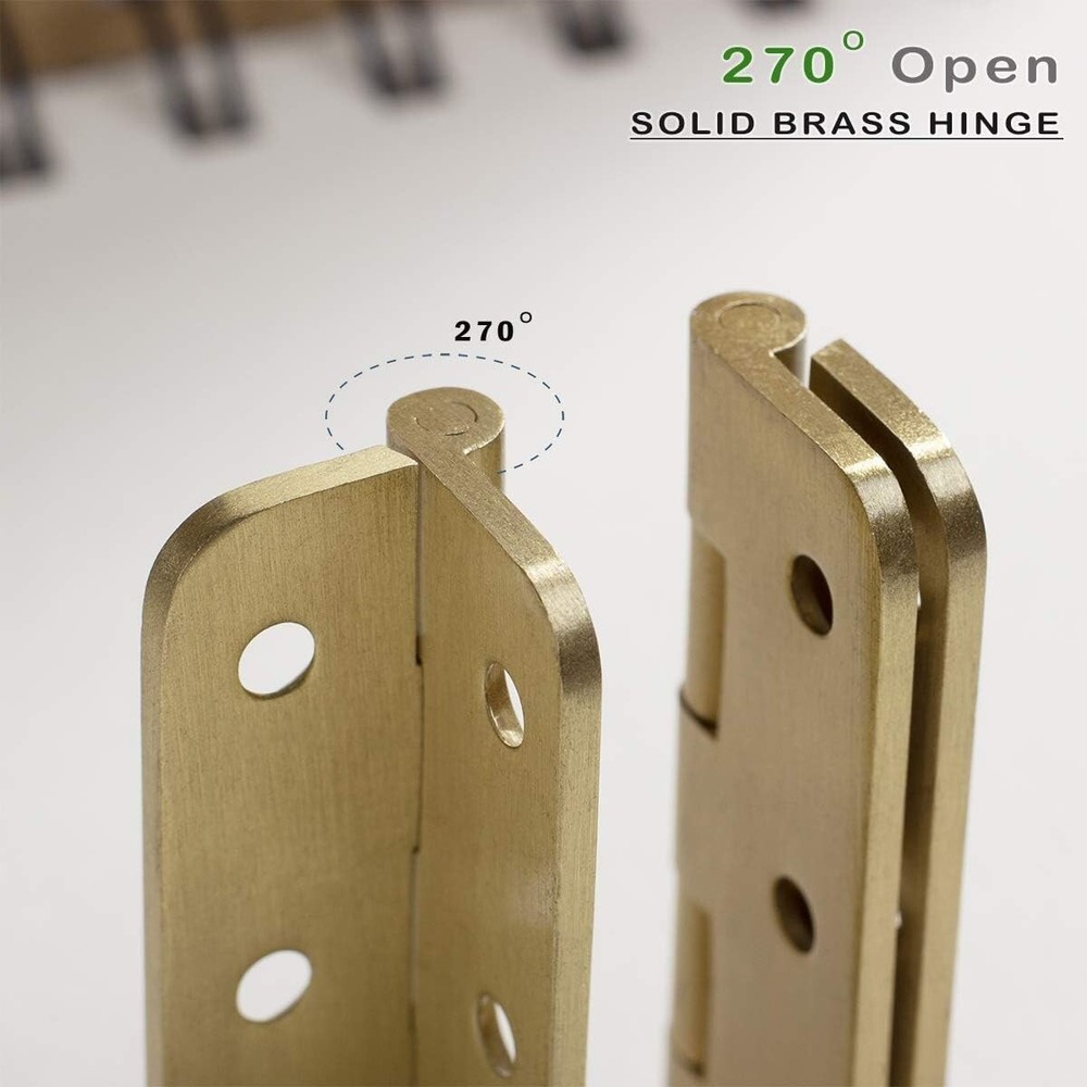 4-Pack Brushed Solid Brass Butt Hinges 2" for Cabinets and Wood Crafting