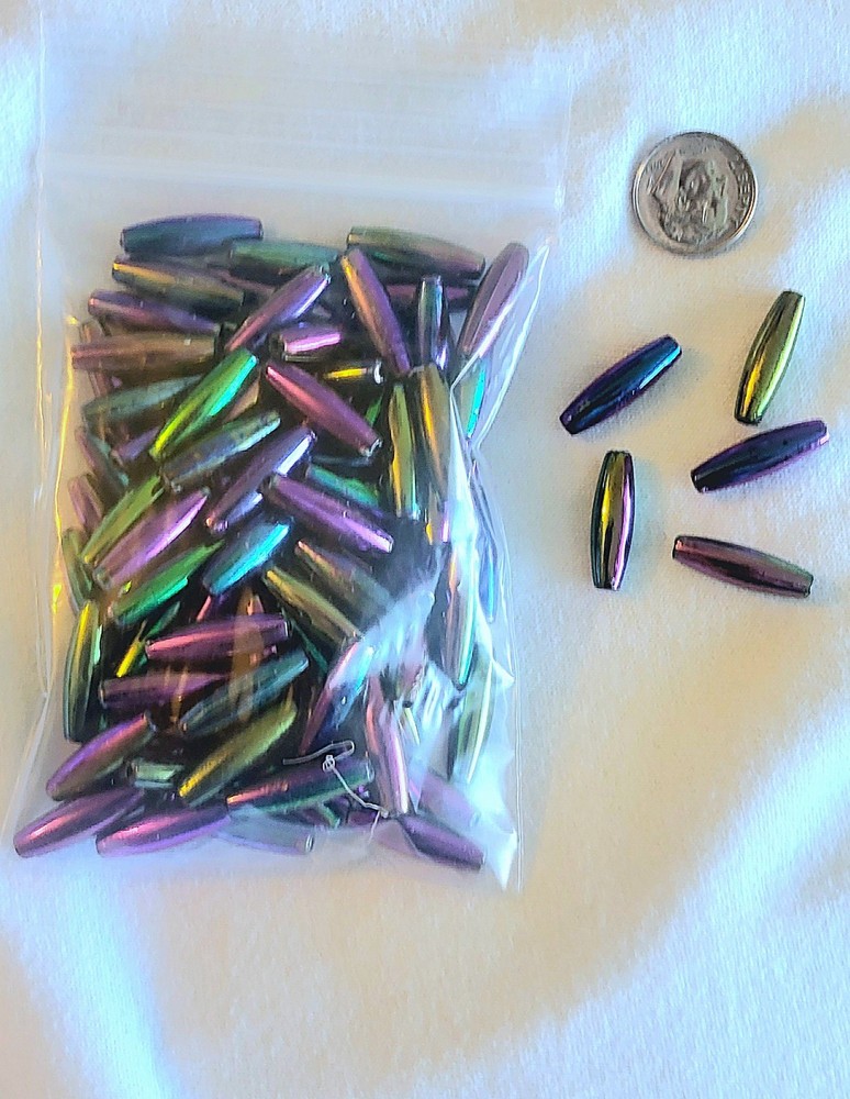 Spaghetti Oval Iridescent Beads - 100 Pcs