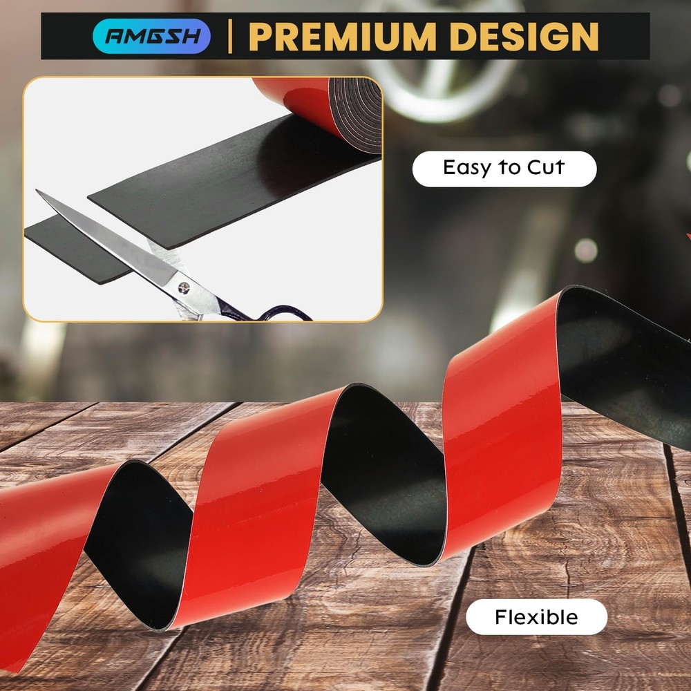 1/16" Thick × 2" Wide Neoprene Solid Rubber Strip, Self Adhesvie Solid Strips wi