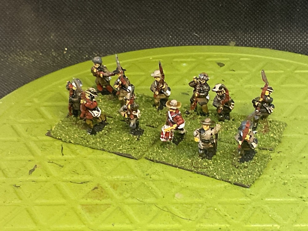 15mm Painted AWI Continental infantry Skirmishing (12 Figsw/CMD)
