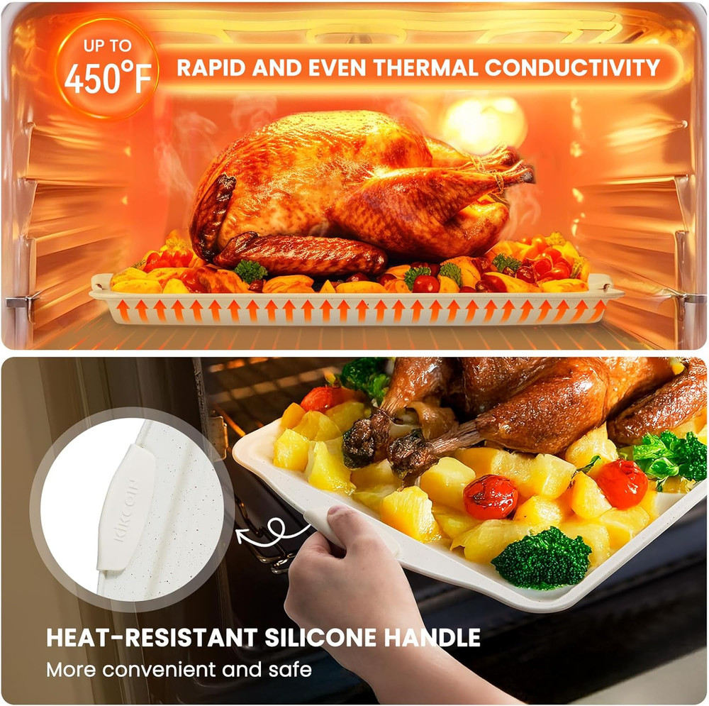 22 PCS Nonstick Baking Pans Set, Stackable Bakeware Sets with Silicone Handles,