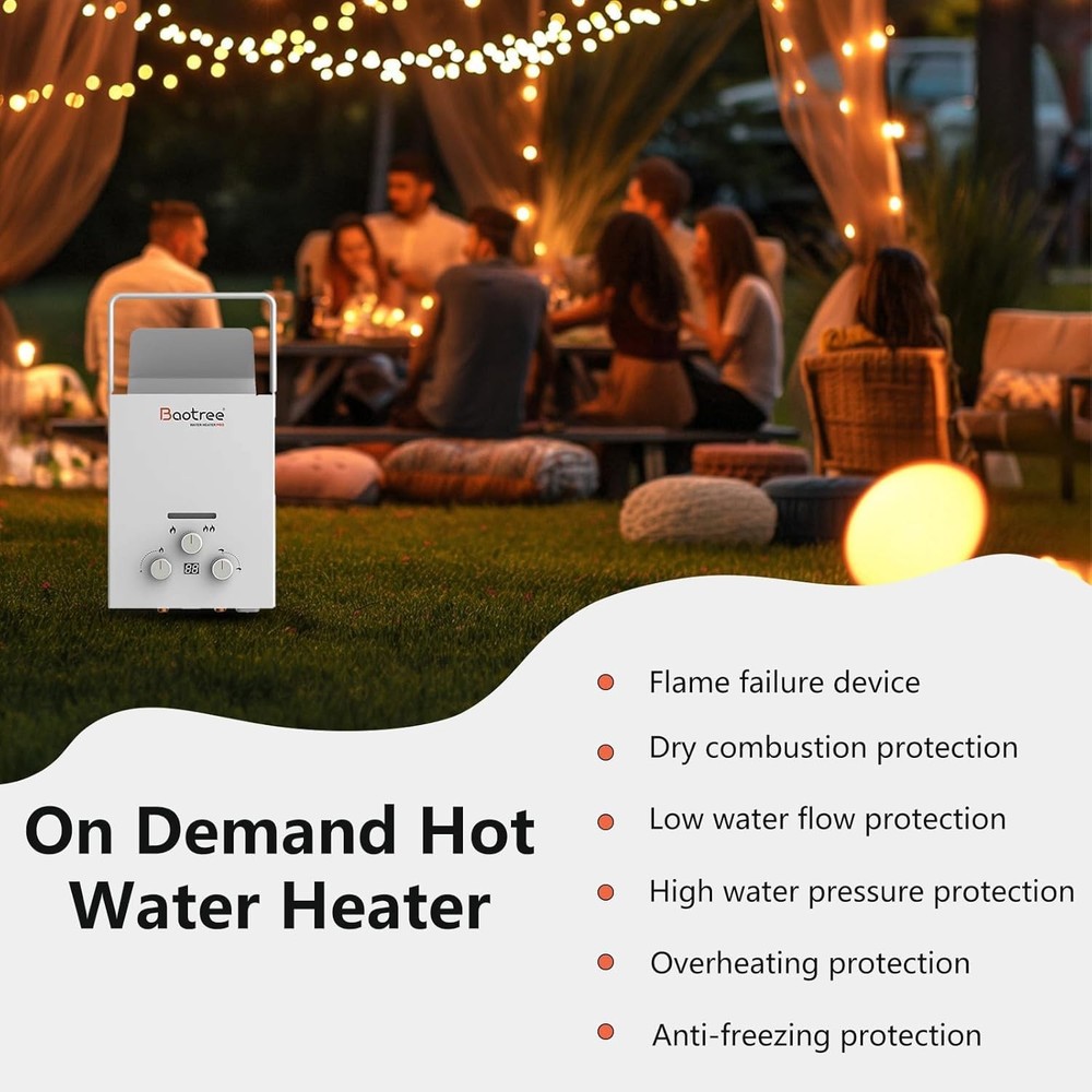 18L 4.76GPM RV Tankless Propane Gas Hot Water Heater with Display Instant Boiler