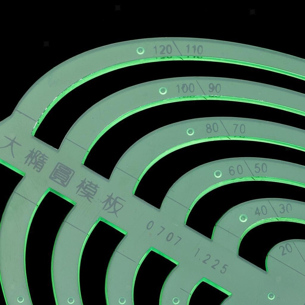 Plastic Drafting Drawing Tool Ruler Geometric Template for Students Green