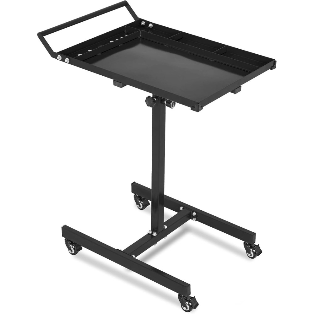 Heavy-Duty Rolling Workbench with Tool Tray, 220LB Capacity Adjustable Table