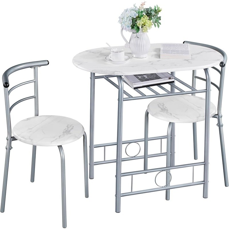 Space Saving Dining Table Set W/ 2 Chairs Oval Design Compact Small Areas New