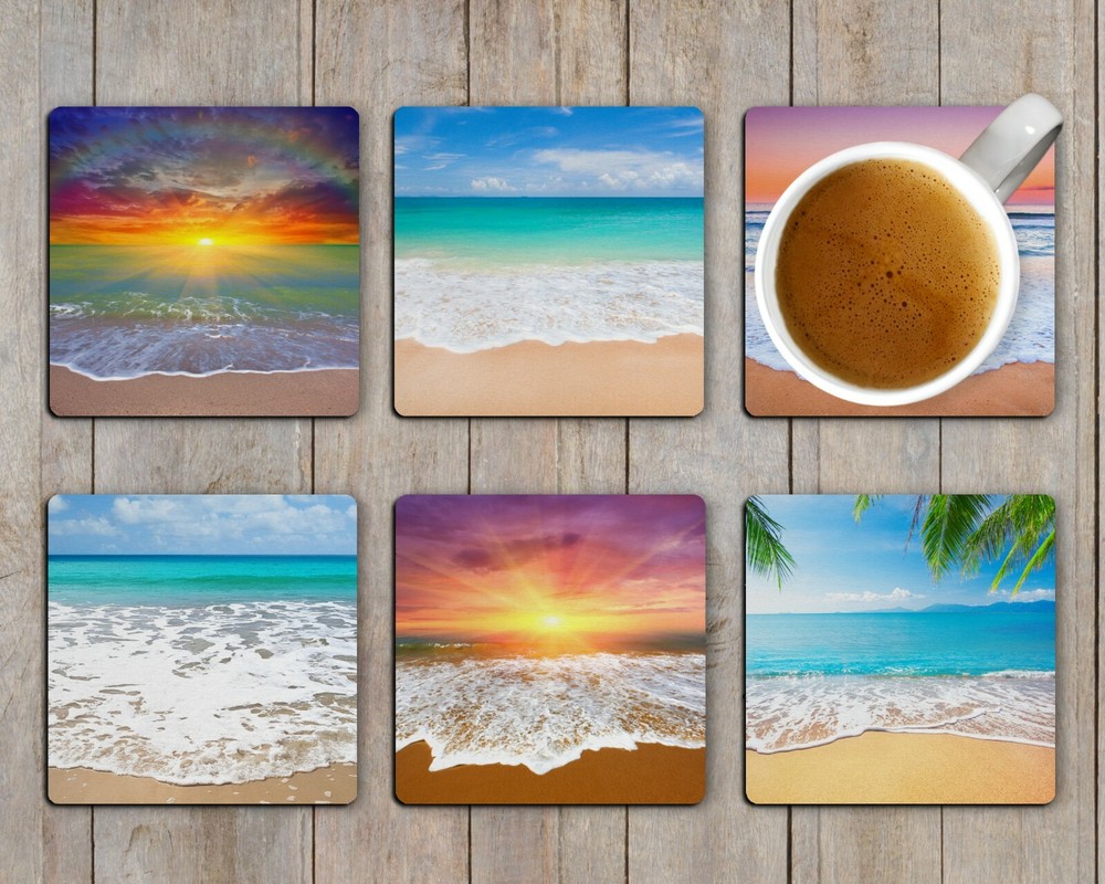 Beach Drink Coasters Set of Six Neoprene
