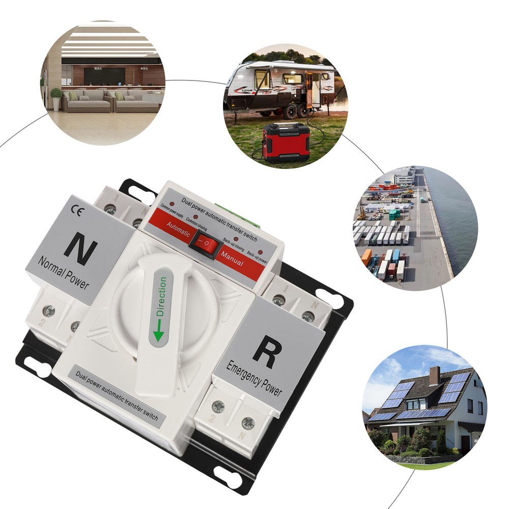 2P 63A Dual Power Automatic Transfer Switch 110V AC-33iB CB Level Toggle