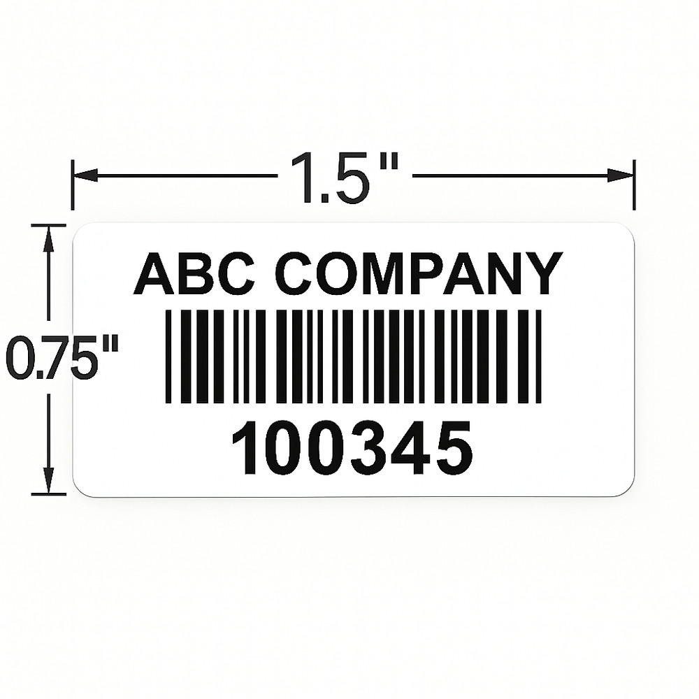 Durable Asset Tags - Sequential Barcoded - Custom - 1.5" x 3/4"