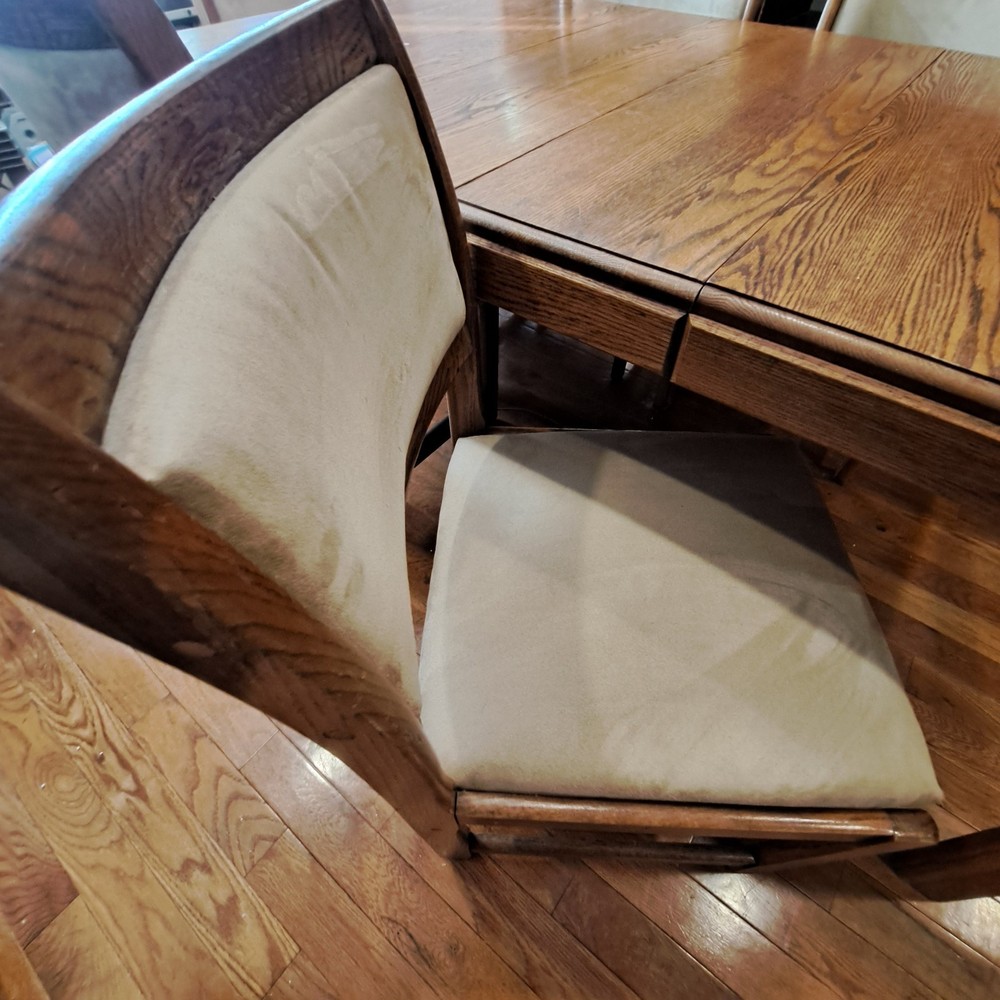 Solid Oak Dining Set 72" With 2 Leafs And 6 Chairs