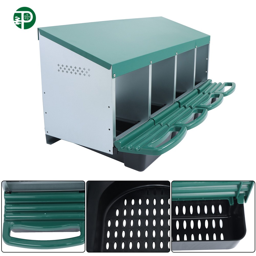 Chicken Nesting Boxes With Perch Metal Chicken Egg Laying 4 Hole Nesting Box