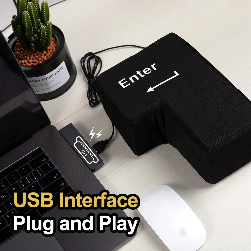 Big USB Enter Key Mouse Anti-Stress Decompression Button for PC