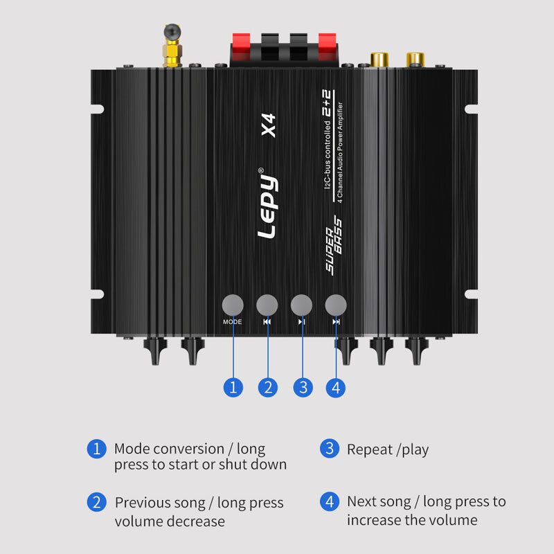 ‌Hi-Fi 240W Multi-Source Amplifier: Bluetooth/Optical/USB/RCA Palm-Sized Design‌