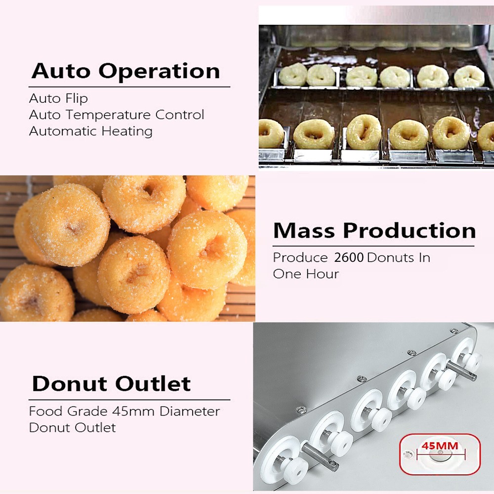 Kolice Commercial Automatic 6 Rows Mini Doughnut Maker Donut Machine 2600pcs/h