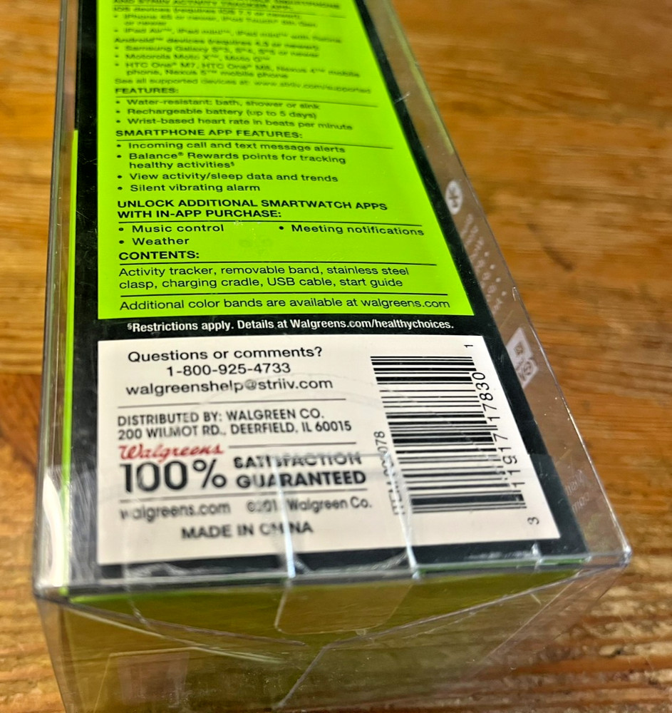 Walgreens Advanced Activity Tracker Heart Rate Smartwatch New in Box