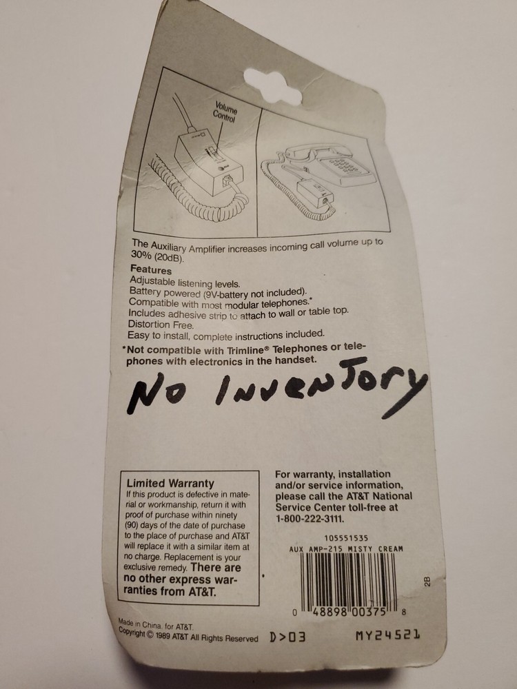 AT&T Auxiliary Amplifier NIB Packaging Damaged
