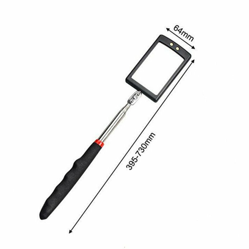 Lighted Inspection Mirror Telescoping Illuminate LED Swivel Light Extends Tool