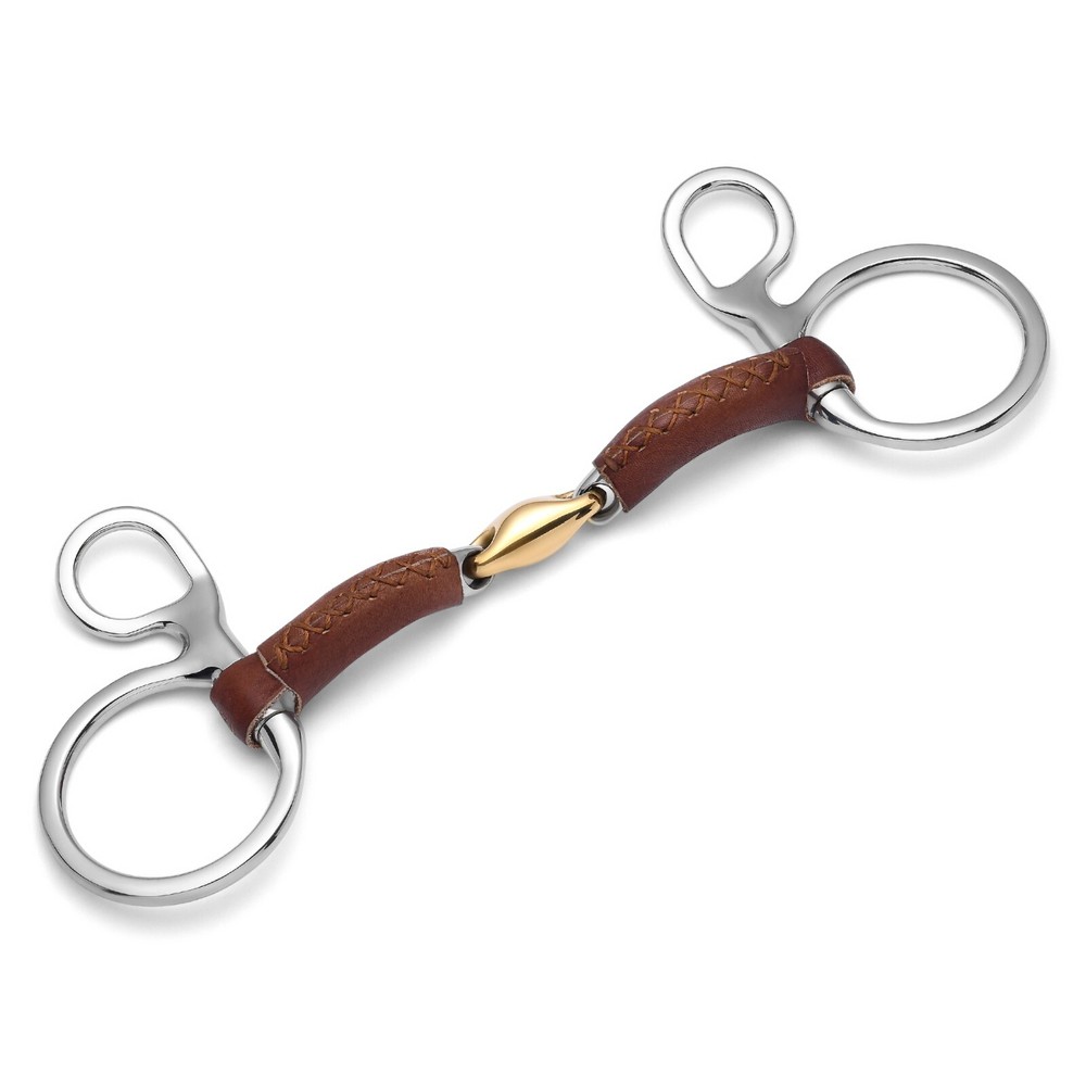 Cavalon Baucher Lozenge Leather Covered Snaffle Bit