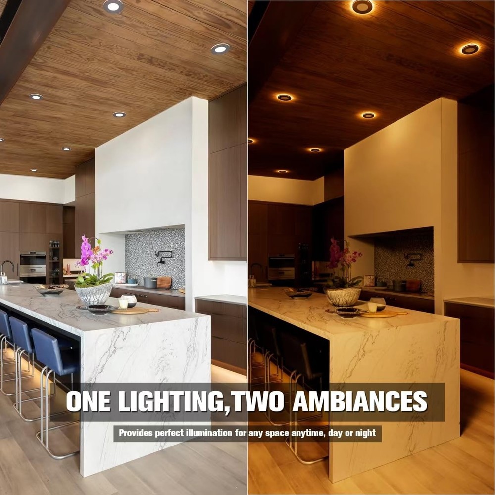 6 Pack 4 Inch 5CCT LED Recessed Ceiling Panel Light Dimmable with Night Light